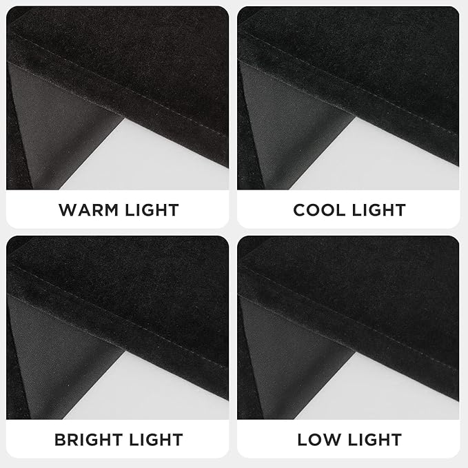 Joydeco Black Velvet Curtains 72 Inches Long, Luxury Grommet Blackout Curtain 2 Panels, Thermal Insulated Privacy Room Darkening Window Drapes for Bedroom Living Room Home Theatre (52Wx72L)