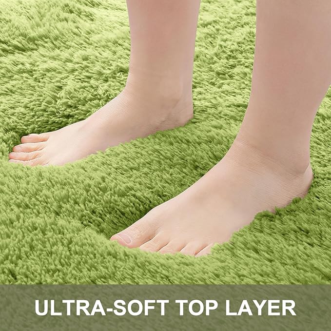OLANLY 2x8 Machine Washable Runner Rugs for Hallway, Soft Fluffy Shaggy Bedside Rugs for Bedroom, Living Room, Indoor Floor Carpet for Kids Girls Boy, Nursery Rooms, Home Decor Aesthetic, Grass Green