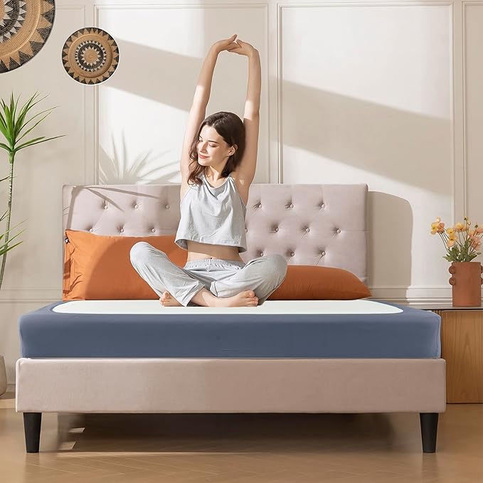 Biscaynebay Decorative Box Spring Cover Full & Full XL Size, Dark Grey Luxurious Jersey Knitting Stretchy Wrap Around 4 Sides Bed Skirt for Home/Hotels, Easy Fit Wrinkle & Fade Free Machine Washable