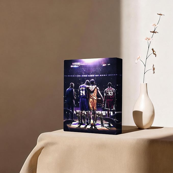 Kobe Bryant Legacy Canvas Wall Art Print Poster, Iconic Inspirational Sports Picture Artwork, Motivational Mamba Mentality Painting Wall Decor for Office Gym Home Living Room Bedroom, Framed 11x14inch