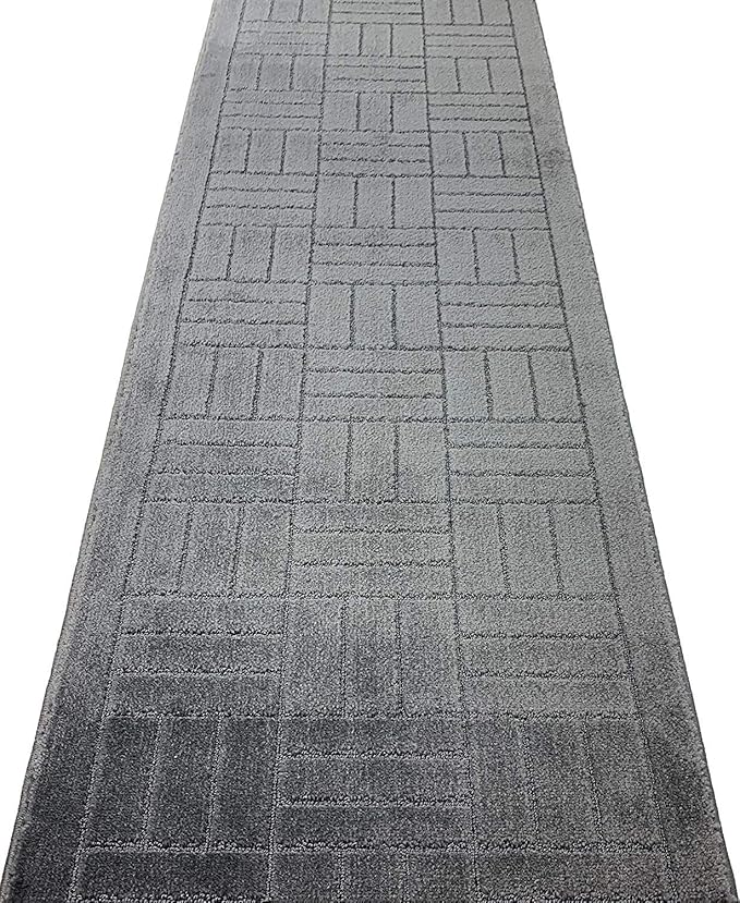 Custom Length Hallway Runner Rug,Slip Resistant,Bricks Anthracite, 26 Inch X 19 feet, Sold and Priced Per Foot