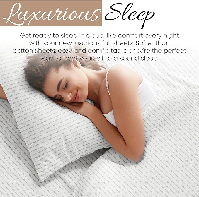 Linen Market Double-Brushed Patterned Microfiber Full Sheet Set 4 Piece – Oeko-TEX Certified Ultra Soft & Wrinkle-Free - 16" Deep Pocket Sheets - Easy Care Full Size - Beaded Arrows Light Gray