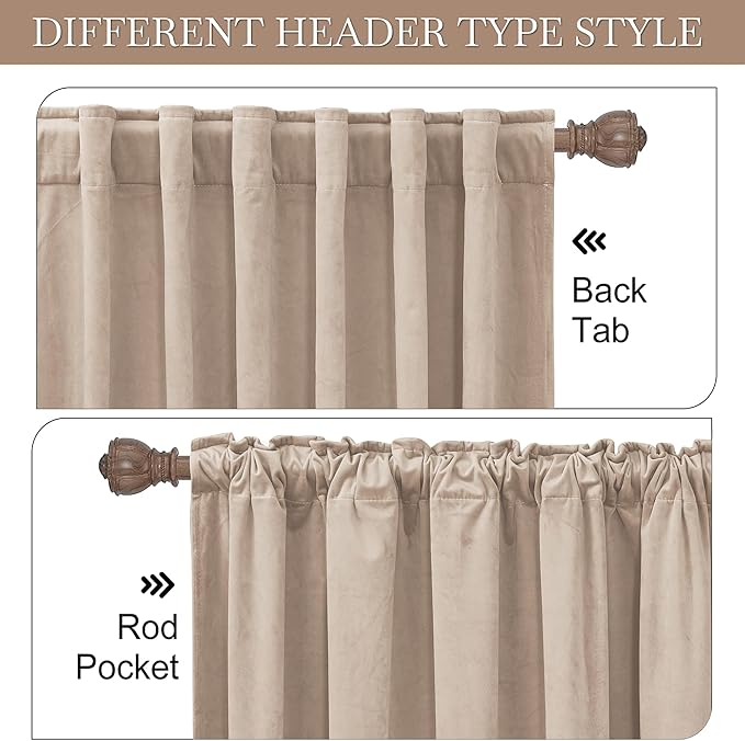RYB Home Blush Velvet Curtains 90 inches for Nursery, Bedroom Window Curtain Panels Skin Friendly Drapes for Girls Room, Wide 52 x Long 90, Blush, 2 Panels