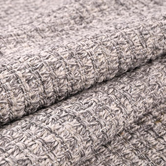 Easy Jute Rug 6x9 Indoor Outdoor Natural Rugs Solid Fiber Rug Woven Area Rug Boho Easy Clean Inside Carpet for Living Room Bedroom Dining Room Hallway or Outdoor Patio Porch (6 X 9 Silver)
