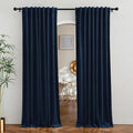 RYB HOME Velvet Curtains 90 inches Length, Back Tab & Rod Pocket Soft Fabric Curtains & Drapes for Bedroom Room Divider, Navy Blue, W 62 x L 90, 2 Panels Set