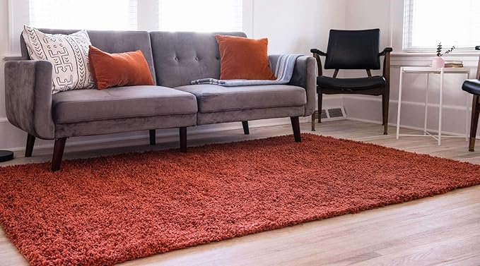 Unique Loom Solid Shag Collection Area Rug (2' 2" x 3' 1" Rectangle, Terracotta)
