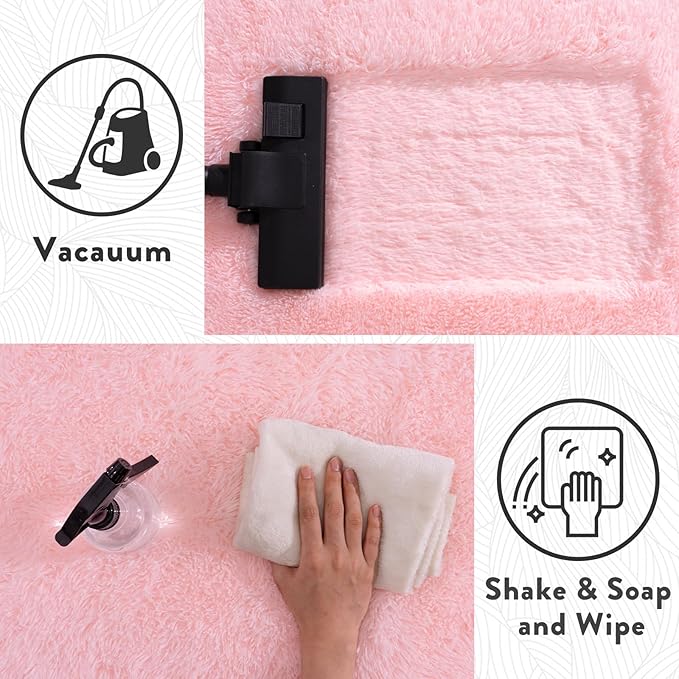 8x10 Area Rugs for Living Room, Large Pink Fluffy Rugs for Bedroom Girls Kids Room Dorm Home Decor, Soft Fuzzy Shaggy Shag Carpet Rug