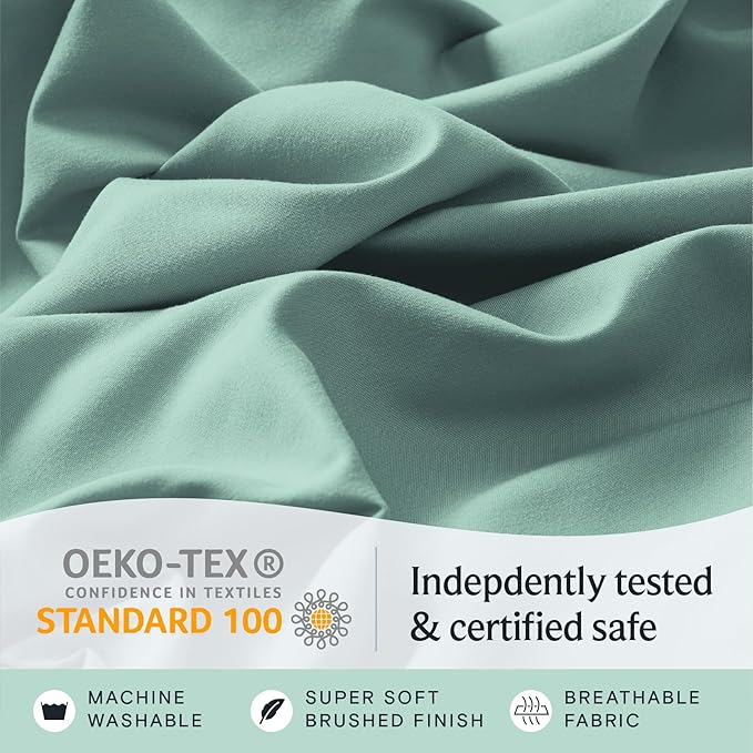 LuxClub 4 PC King Sheet Set, Deep Pockets Wrinkle Free Cooling Bed Sheets Hotel Bedding for Women, Men, Includes 1 Fitted Sheet, 1 Flat Sheet and 2 Pillowcases-Soft Light Teal