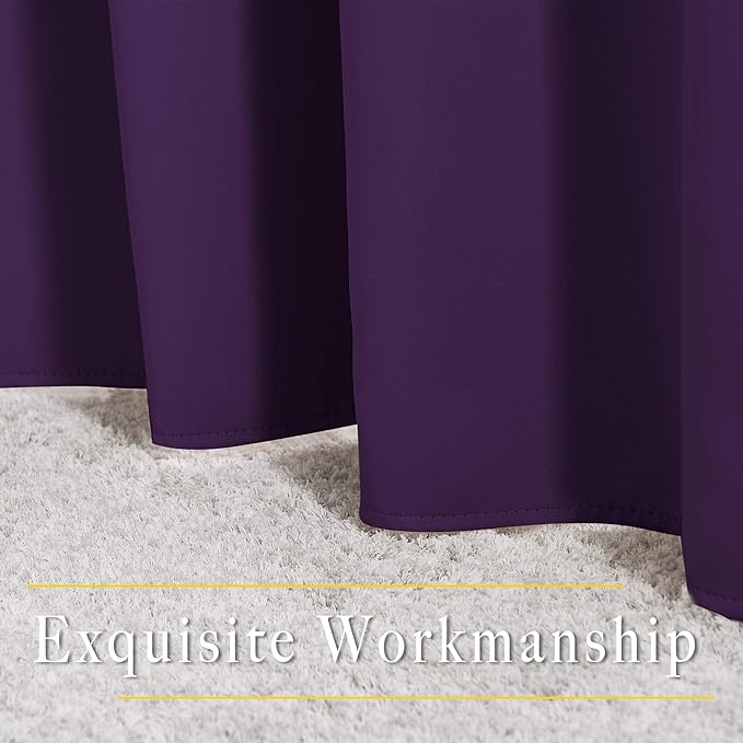 NICETOWN Royal Purple Room Darkening Draperies and Curtains - Home Fashion Energy Saving Grommet Top Room Darkening Drape Panels for Bedroom (Set of 2, 46 by 72 Inch, Royal Purple)