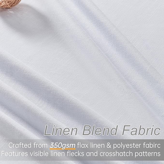 Topfinel White 102 Inches Long Custom Blackout Linen Curtains, Pinch Pleated Noise Cancelling Curtains with Pin Hooks for Traverse Rods, Viral Drapes 2 Panels for Living Room Master Bedroom