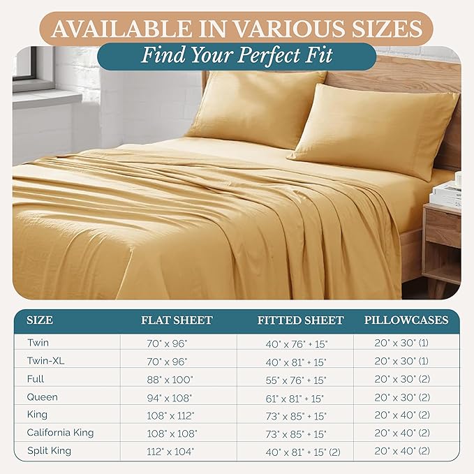 Casa Platino Bedding Sheets & Pillowcases, Breathable Bed Sheet Twin XL Size, Pre-Washed Ultra Soft & Cozy Brushed Microfiber, Cooling Twin XL Sheets, Deep Pocket Sheet Set – Cocoon