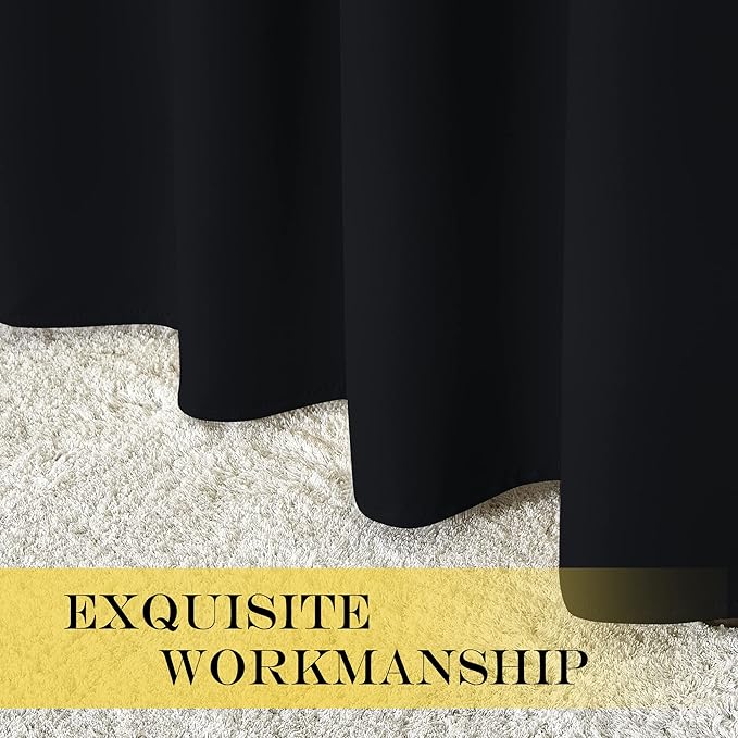 NICETOWN Black Out 132 inch Curtain for Patio Door, Grommet Thermal Insulated Room Divider Extra Wide Window Treatment Sound Reducing for Bedroom, Black, 1 Panel, W100 x L132