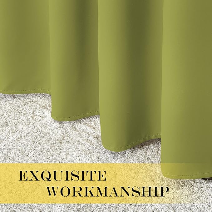 NICETOWN Blackout Short Curtain 63 inches Long for Windows, Thermal Insulated Curtain Grommet Room Darkening Window Treatment for Bedroom/Living Room, 1 Panel, W46 x L63, Fresh Green