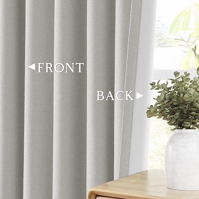ChrisDowa 100% Blackout Light Grey Solid Curtains 54 Inches Long 2 Panels for Bedroom Living Room,Farmhouse Room Darkening Thermal Insulated Soundproof Grommet Top Window Treatment Drapes,52x54