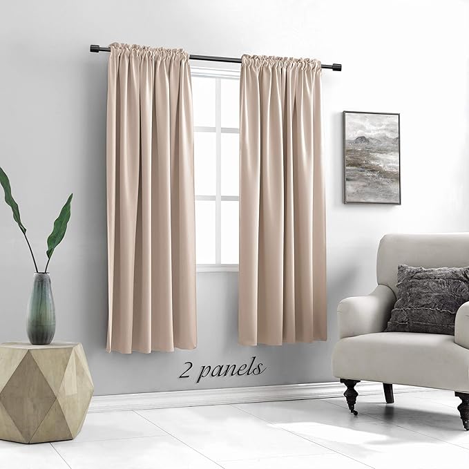 Warm Taupe Room Darkening Thermal Insulated Curtains Drapes for Nursery,Rod Pocket Blackout Curtains for Bedroom(2 Pieces,52 inches Wide by 63 inches Long)