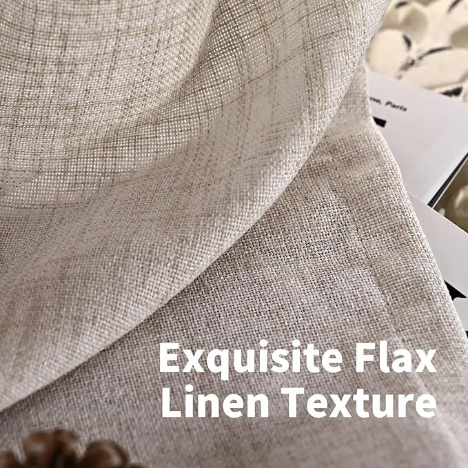 YoungsTex Linen Cafe Curtains 36 Inch Length with Grommet, Half Window Drapes Light Filtering Semi Sheer for Kitchen Bathroom Small Window, 2 Panels, 34 X 36 Inch