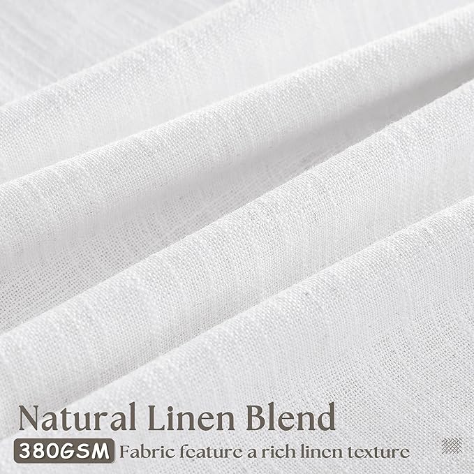 Extra Long Pinch Pleated Linen 120 Inch Curtains 2 Panels Set for Living Room Bedroom Farmhouse Snow White Cotton Linen Blend Back Tab Memory Shape Pinch Pleat Ceiling Floor Window Curtains 10 FT