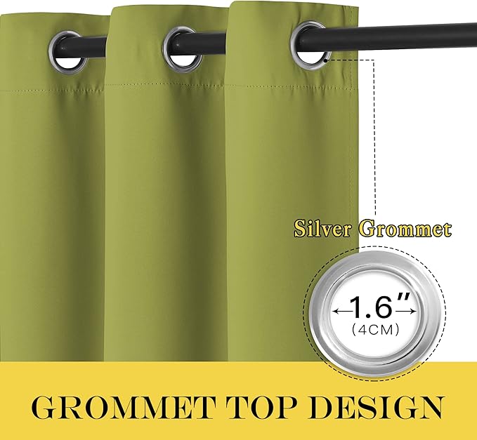 NICETOWN Blackout Sliding Glass Door Curtains, Room Darkening Thermal Insulated Curtains for Living Room Bedroom, Extra Wide Window Drapes, 1 Panel, W80 x L118, Fresh Green