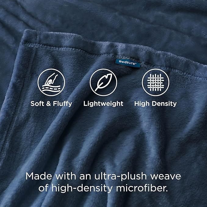 Bedsure GentleSoft Fleece Throw Blanket Mineral Blue - 300GSM Blankets for Couch, Sofa, Bed, Soft Lightweight Plush Cozy Throws for Toddlers, 50x60 inches