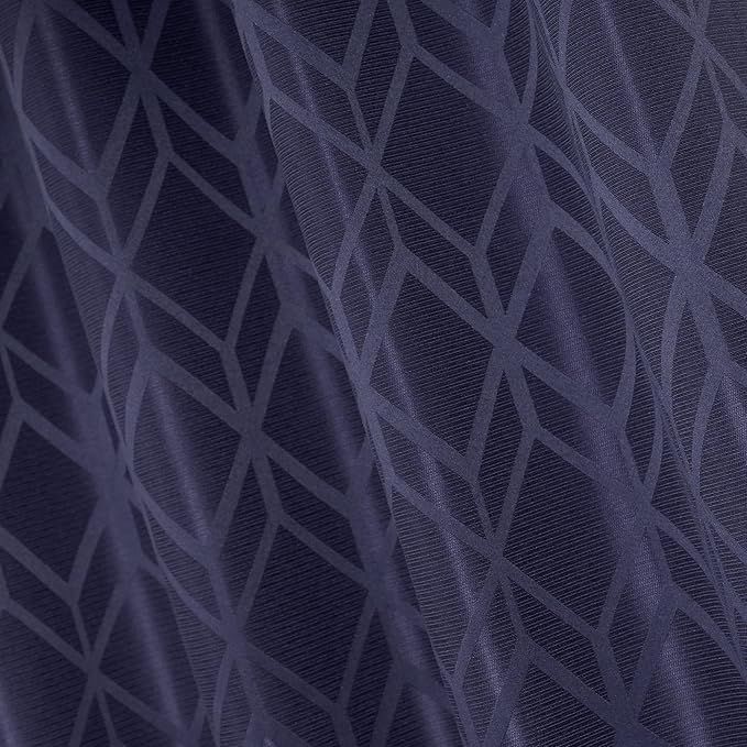 Amazon Basics Jacquard 2-Piece 100% Blackout Curtains, Living Room and Bedroom Drapes, Thermal Insulated Window Treatment, 52"x84", Dark Blue