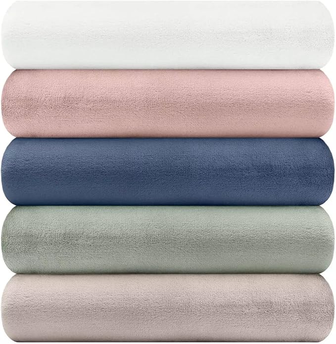 Nicole Miller Oversized Plush Fleece Throw Blanket – Ultra Soft, Lightweight & Cozy – 60" x 70" Warm Flannel Blanket for Couch, Bed & Travel – Machine Washable (Pumice-Tan)