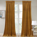 StangH Mustard Gold Velvet Fall Curtains - Stylish Thermal Insulated Drapes for Living Room, Soft Noise Reducing Curtains, Vibrant Home Decor, W52 x L102, 2 Panels