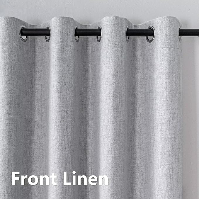 100% Blackout Curtains 84 Inch Length 2 Panels Set, Black Out Curtains for Living Room, Light Grey Thermal Insulated Grommet Drapes Bedroom Luxury Decor Privacy(37W × 84L inch, Light Grey)