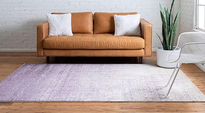 Unique Loom Del Mar Collection Area Rug - Jennifer (4' 1" x 6' 1" Rectangle, Purple/ Ivory)