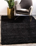 Unique Loom Solid Shag Collection Area Rug (7' 1" x 10' Rectangle, Jet Black)