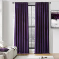 DONREN Room Darkening Window Curtain Panels for Bedroom - Rod Pocket Blackout Solid Curtains for Dining Room(Purple,52 W x 96 L 2 Panels)