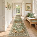 Area Rugs 3'x12' Washable Non-Slip, Floral Vintage Distress Print Pattern Medallion Carpet for Living Room Bedroom Dining Room, Brick Red Rust Neutral Brown Burnt Orange Green