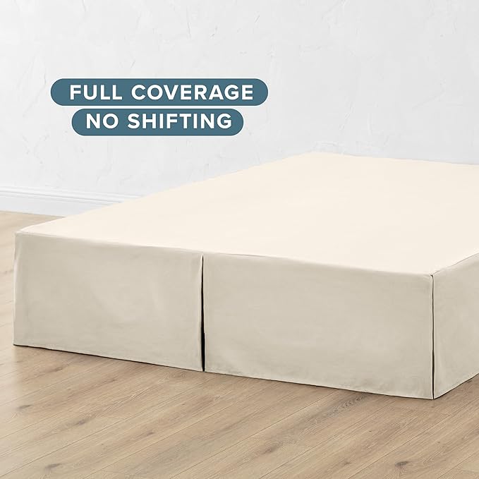 Bare Home Kids Twin Bed Skirt - 15-Inch Tailored Drop Easy Fit - Bed Skirt for Beds - Center & Corner Pleats (Twin, Sand)