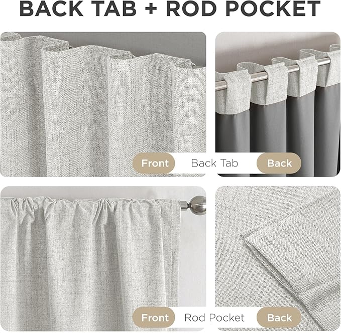 Joydeco Blackout Curtains for Bedroom - 100% Light Blocking 2 Panels Set White Drapes 66" W x 108" L, Thermal Insulated Room Darkening Curtains, Linen Textured for Living Room, Rod Pocket & Back Tabs
