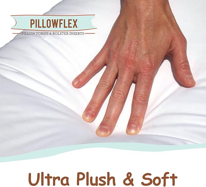 Pillowflex Synthetic Down Pillow Insert - 22x32 Down Alternative Pillow, Ultra Soft Oversized Queen Bed Sleeping Pillow, Large Rectangle Sham - 1 Decorative Pillow Form