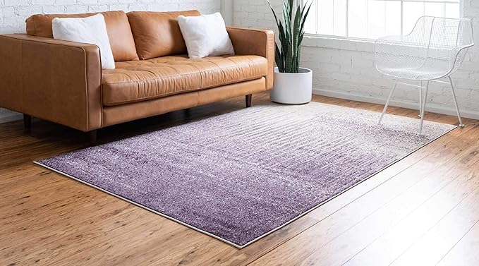 Unique Loom Del Mar Collection Area Rug - Jennifer (10' 6" x 16' 5" Rectangle, Purple/ Ivory)