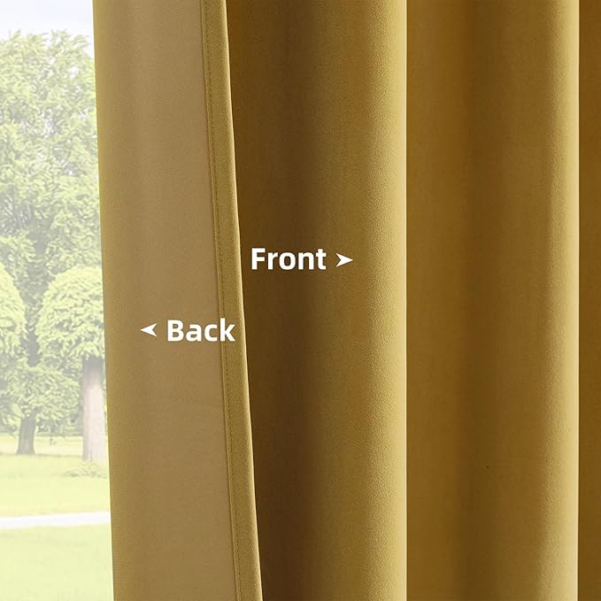 Joydeco Brown Velvet Curtains 108 inch Length 2 Panels, Luxury Blackout Rod Pocket Thermal Insulated Window Curtains, Super Soft Room Darkening Drapes for Living Dining Room Bedroom,W52 x L108 inches