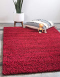 Unique Loom Solid Shag Collection Area Rug (10' x 13' 1" Rectangle Cherry Red)