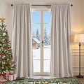 Lazzzy Velvet Blackout Curtains Thermal Insulated Room Window Drapes Super Soft Luxury Curtains for Living Room Bedroom Rod Pocket 2 Panels, Oatmeal, 52" W x 96" L