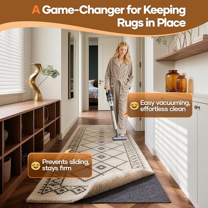 Veken Non Slip Cushioned Runner Rug Pad Gripper 2 x 6 Ft, Felt and Silicone Backing, 1/4 inch Thick Carpet Liner for Hardwood Floors and Finishes, Under Area Rugs Anti Skid Mat, Keep Rugs in Place
