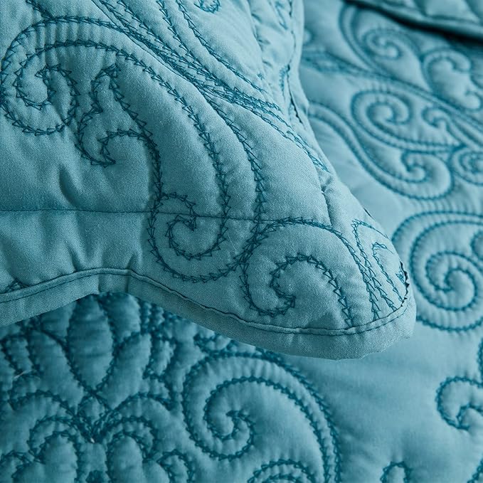 CHIXIN Microfiber Standard Pillow Shams Set of 2 - Decorative Quilted Pillow Covers - Lagoon - Size (20" x 26")