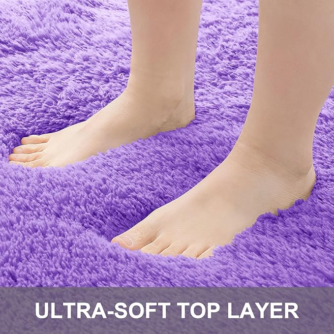 OLANLY 2x4 Machine Washable Runner Rugs for Hallway, Soft Fluffy Shaggy Bedside Rugs for Bedroom, Living Room, Indoor Floor Carpet for Kids Girls and Boys, Nursery Rooms, Home Decor Aesthetic, Purple