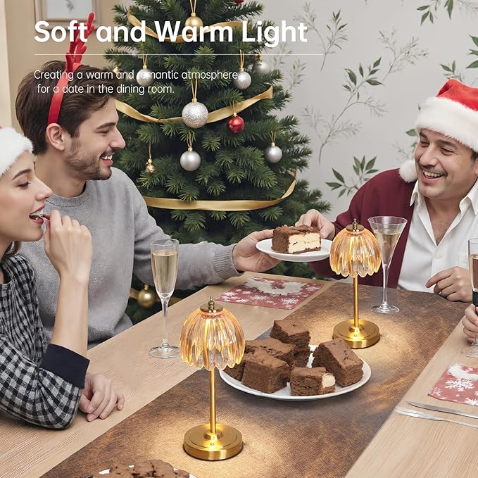 Tulip Table Lamp with 5000mAh Battery & Touch Control, Small Cordless Table Lamp with 3 Colors, Dimmable Rechargeable Battery Operated Table Lamps for Bedroom, Bedside, Desk (Amber Tulip)