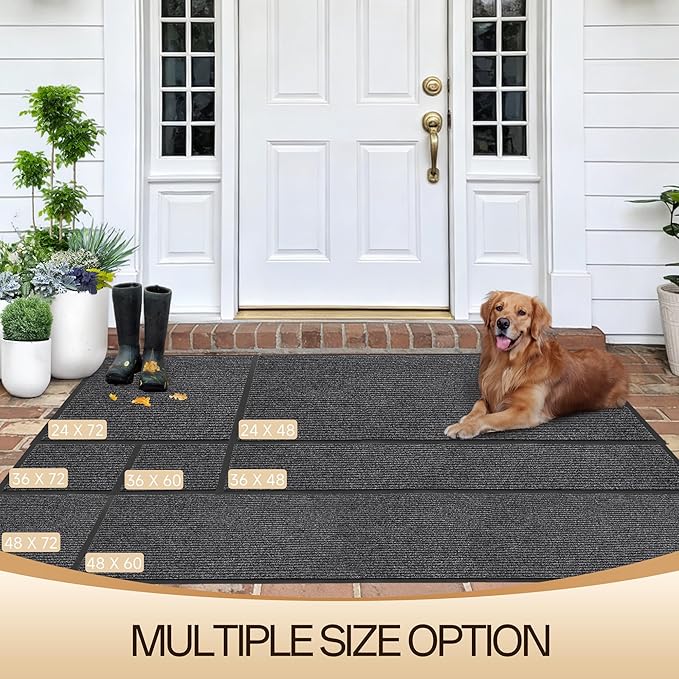 Amyracel Front Door Mat Indoor Outdoor Entrance, 48"x 96" All-Season Waterproof Doormat for Enterway, Heavy Duty Commercial Floor Mat, Fade Resistant, Rubber Back, Low Profile, Easy Clean