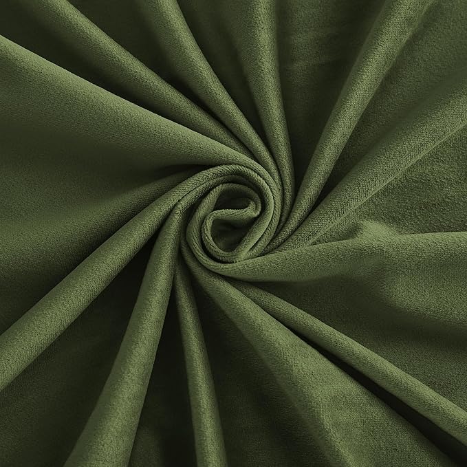 RYB HOME Velvet Closet Curtains 84 inches, Room Darkening Thermal Insulated Privacy Back Tab Drapes for Doorway Enterway, Dormitory, Olive Green, W 42 x L 84 inches, 2 Panels Set