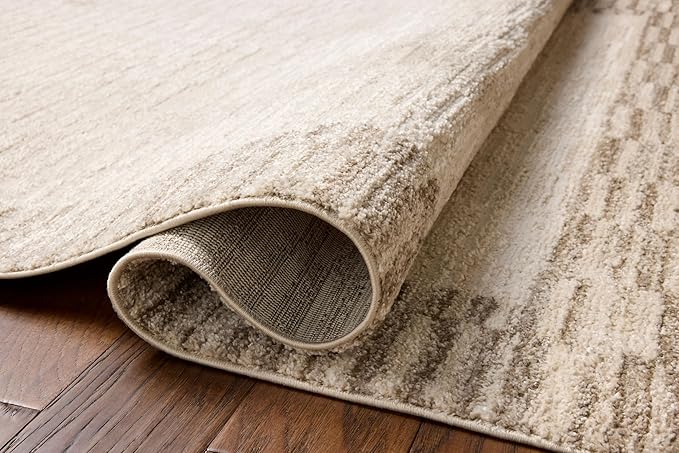 Loloi Chris Loves Julia Calvin Collection CLV-04 Ivory/Pebble 2'-3" x 3'-10" Accent Rug Checkered Neutral Soft Living Room Bedroom Carpet