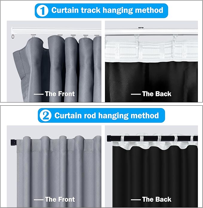 Room Divider Curtains Total Blackout Privacy Curtain Panel Room Thermal Insulated Noise Reduction Curtains for Bedroom Window Living Room Ceiling Track Curtain W 10 ft × H 7 ft Grey
