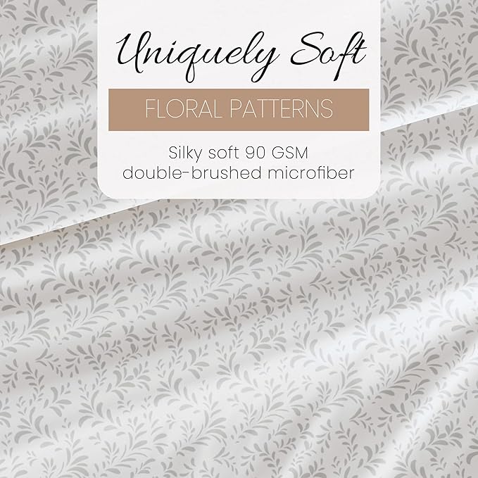 Linen Market 4 Piece King Size Sheets (Gray Vines) - Sleep Better Than Ever with These Ultra-Soft & Cooling King Sheets for Your King Size Bed - Deep Pocket Fits 16" Mattress
