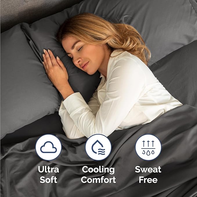 Twin 4 Piece Sheet Set - Cooling, Comfy & Breathable - Hotel Luxury Bedding, Includes Fitted Sheet for Women, Men, Kids and Teens - 1 Flat, 1 Fitted Sheet, 2 Pillowcases with Deep Pockets - Charcoal