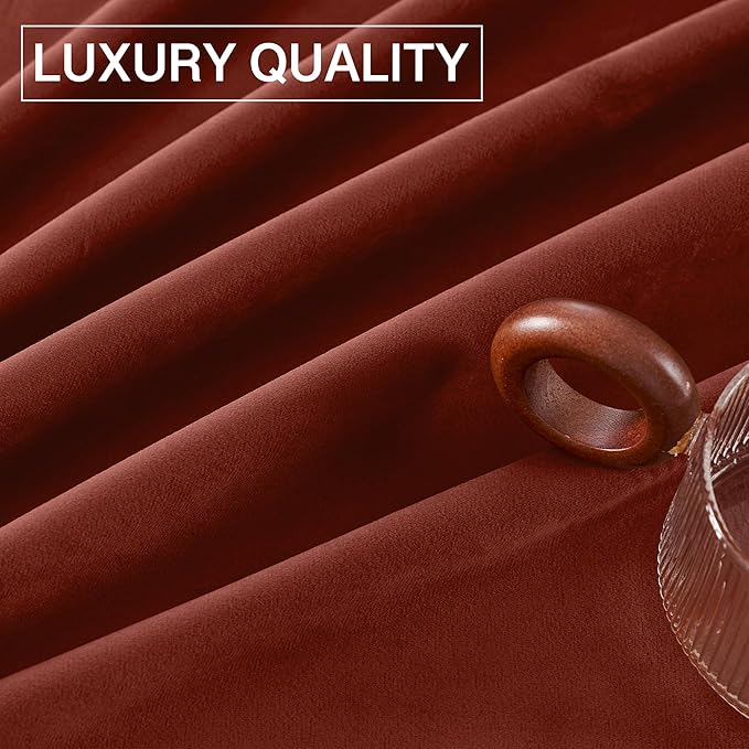 StangH Rust Curtains Velvet - Elegant Rod Pocket Sunlight Blocking Thermal Insulated Home Decoration for Living Room/Guest Room/Baby Nersury, Rust, W52 x L96, 2 Panels