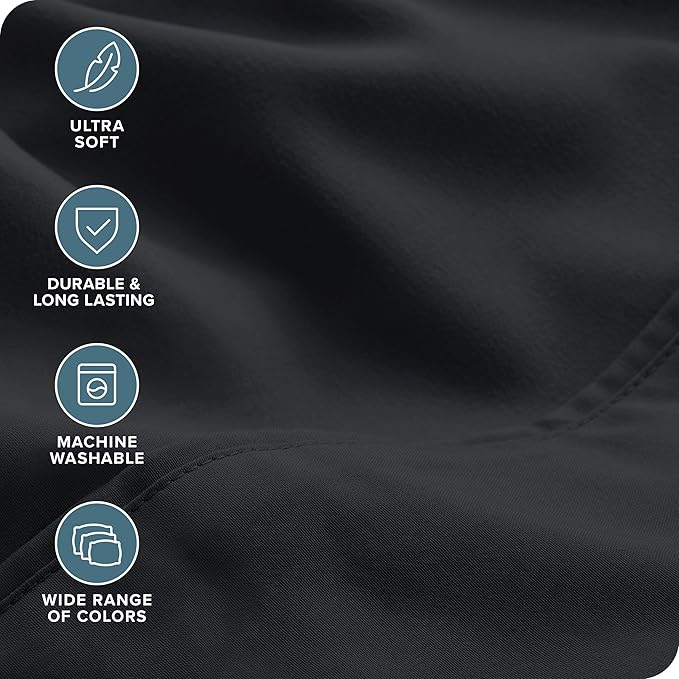 Bare Home Hotel Luxury Twin Sheet Set, Extra Soft - 4 Piece Set - Deep Pockets - Easy Fit - Cooling & Breathable - Wrinkle, Fade, Stain Resistant - Includes 2 Pillowcases (Twin, Black)